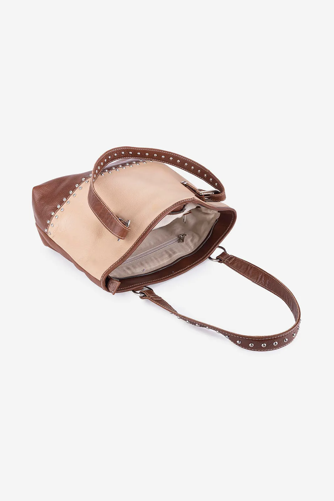 Abelardo Cinnamon Beige and Brown Tote Bag