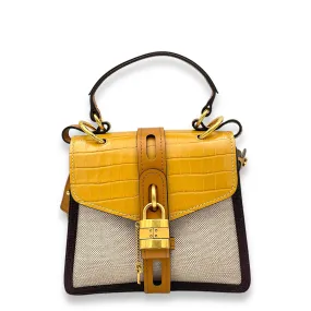 Aby Beige Top Handle Bag in Canvas, Gold hardware