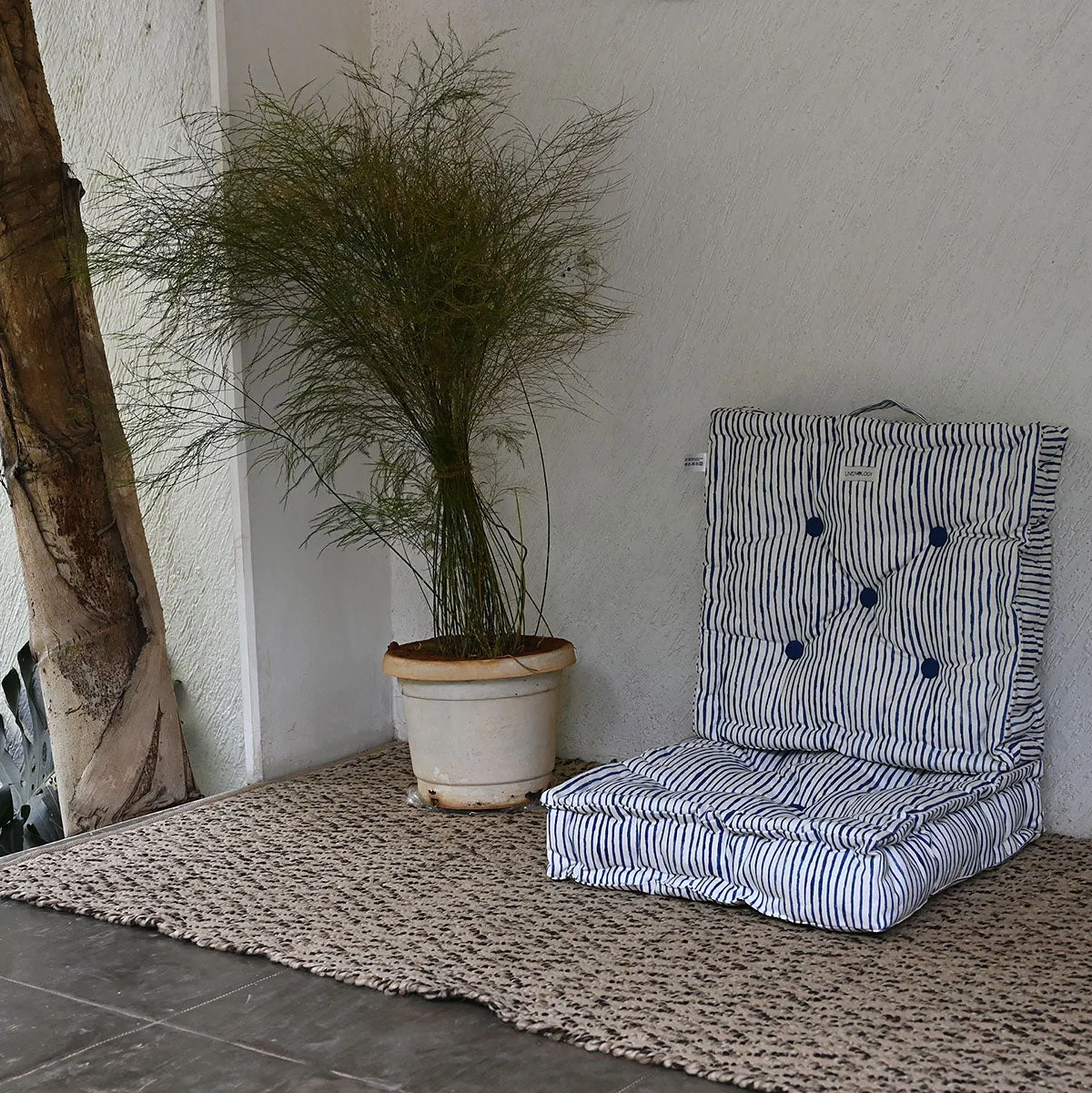 Acrylic Coated Floor Cushion - India Ink - Egg Shell