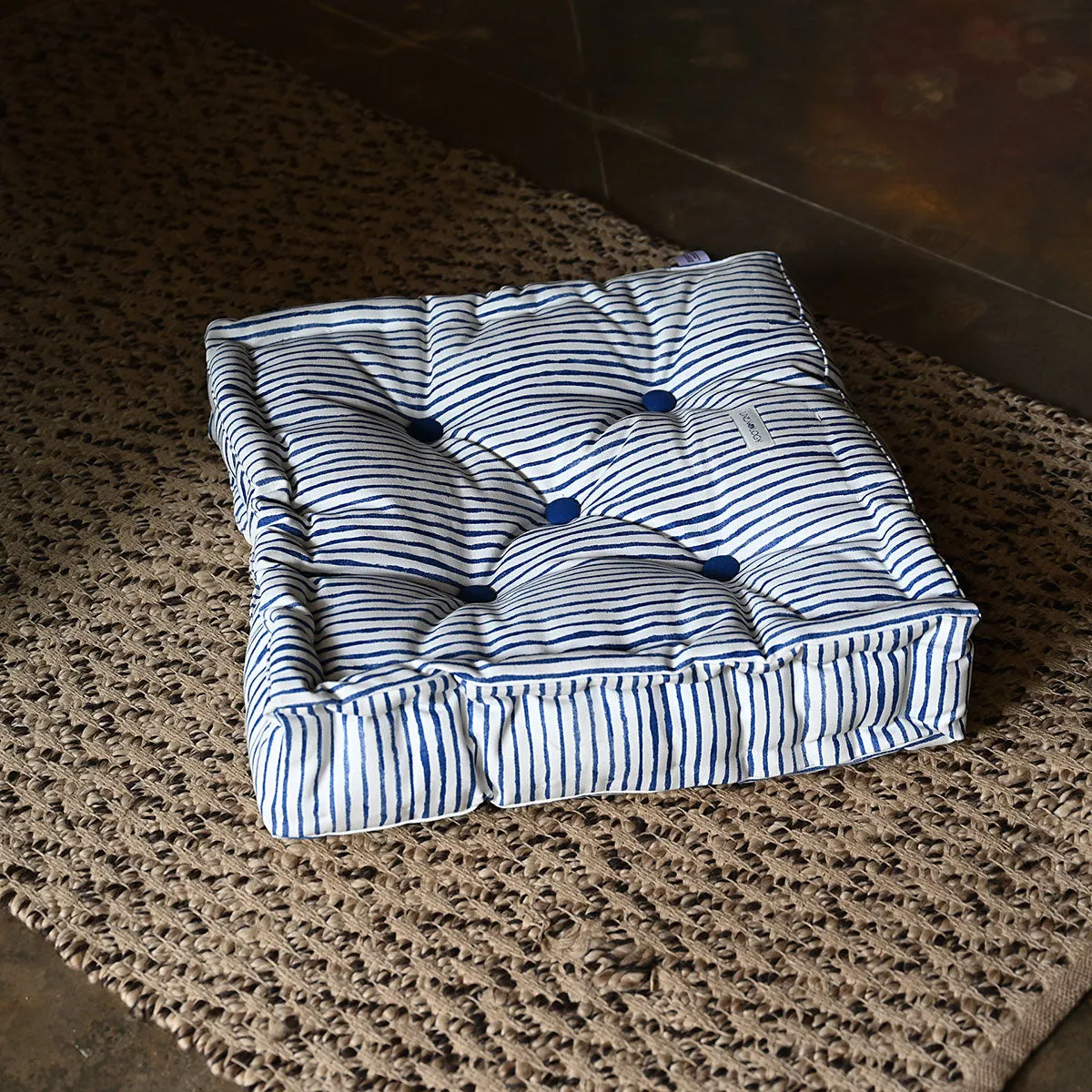 Acrylic Coated Floor Cushion - India Ink - Egg Shell