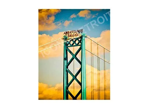Ambassador Bridge Clouds Vertical Luster or Canvas Print $35 - $430