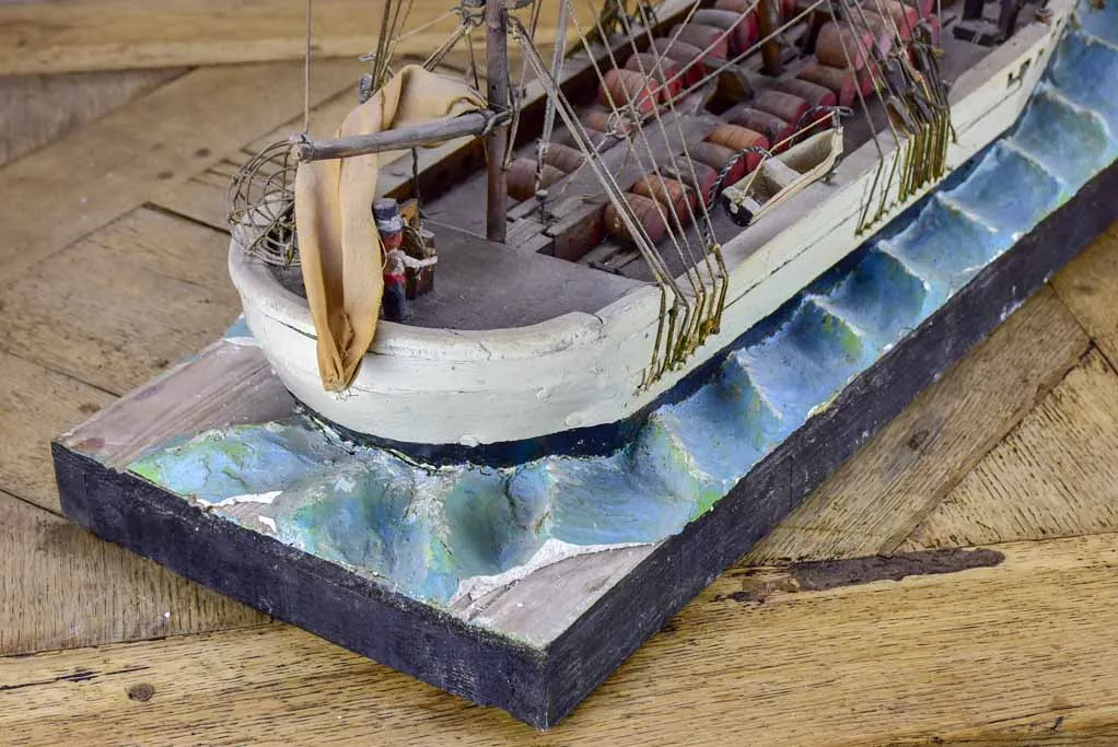 Antique French model boat, 'Vigilante' - ex voto