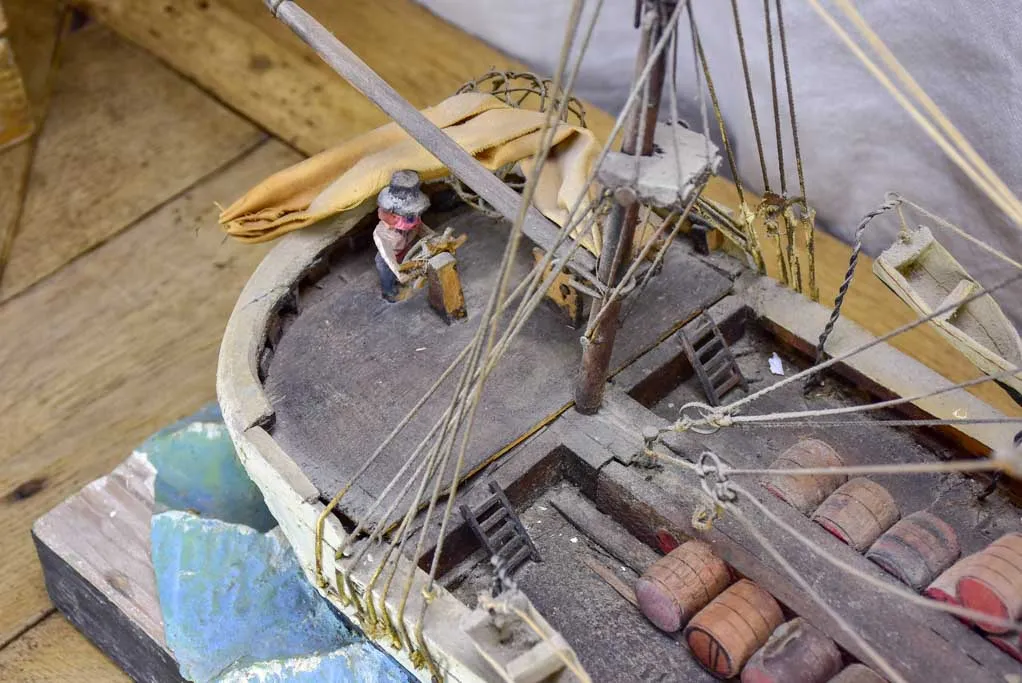 Antique French model boat, 'Vigilante' - ex voto