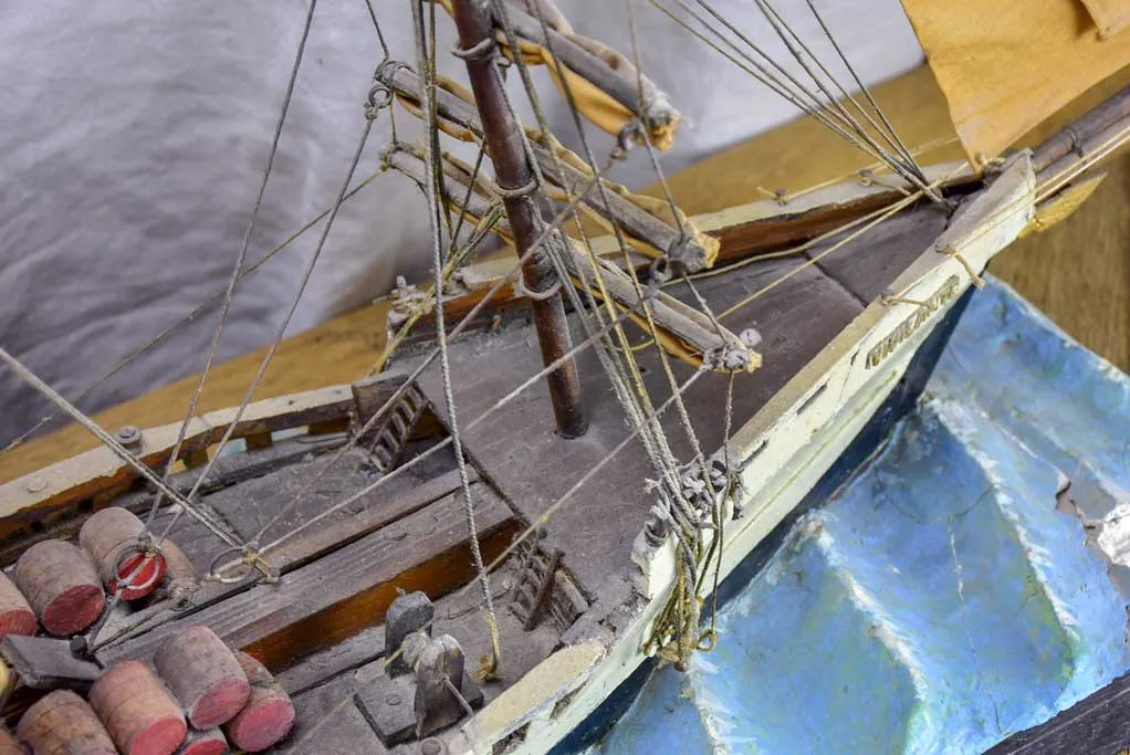 Antique French model boat, 'Vigilante' - ex voto