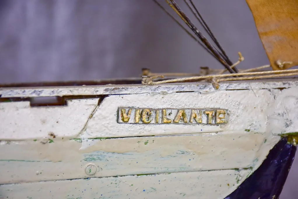 Antique French model boat, 'Vigilante' - ex voto