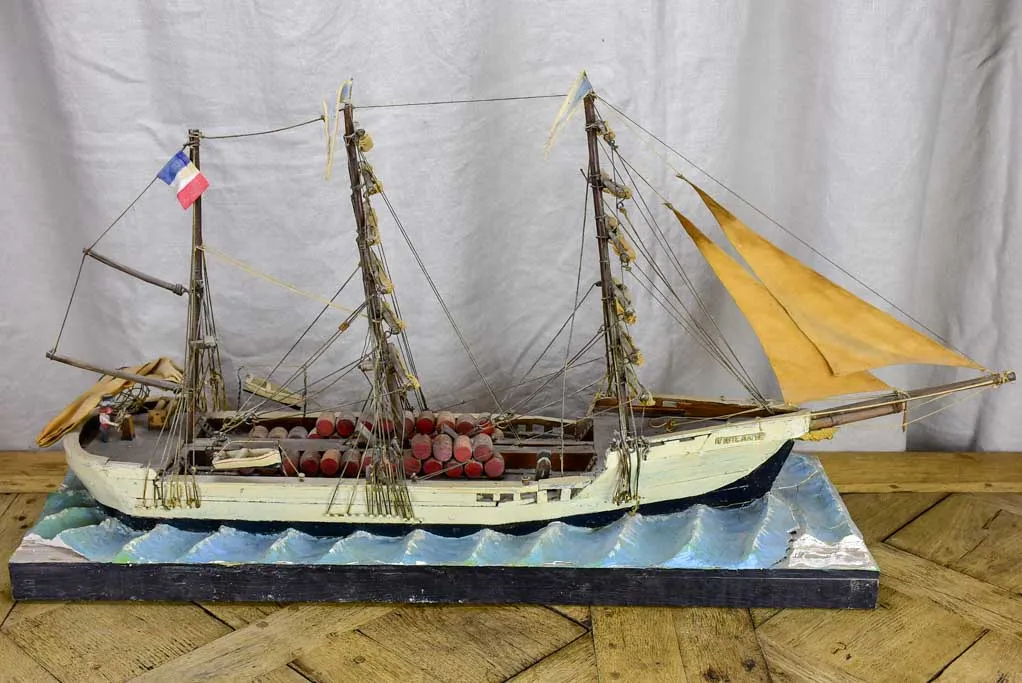 Antique French model boat, 'Vigilante' - ex voto
