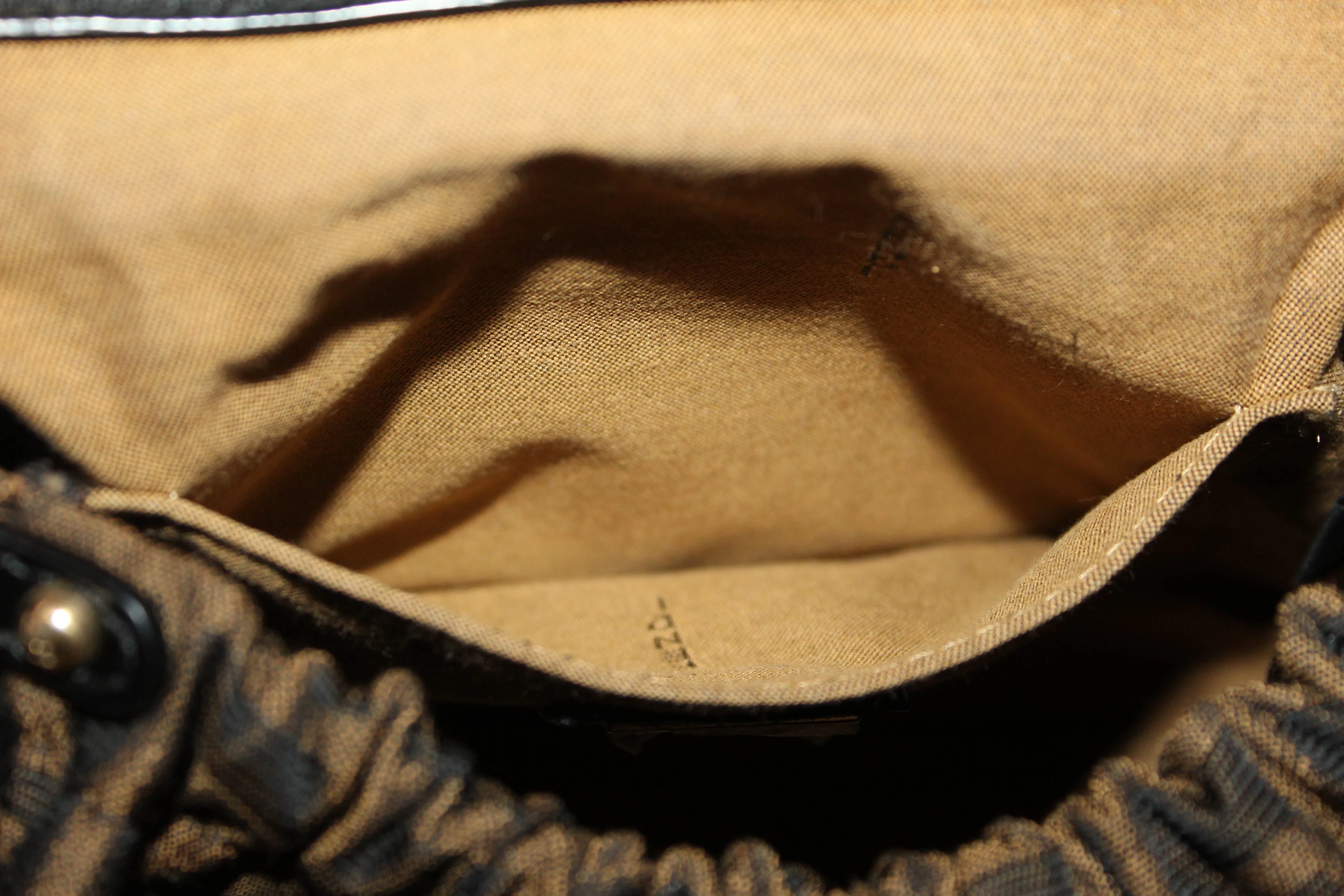 Authentic Fendi FF Zucca Canvas Small Top Leather Hand Bag