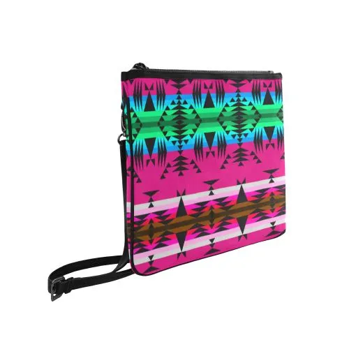 Between the Mountains Pink Slim Clutch Bag
