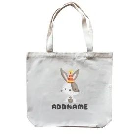 Birthday Friendly Animals Happy Rabbit Wearing Party Hat Addname Canvas Bag