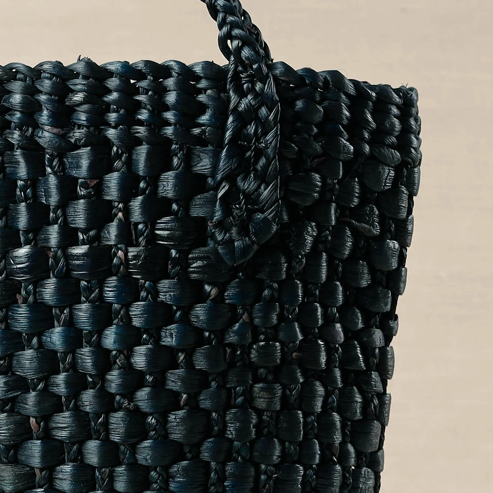 Black - Handmade Organic Water Hyacinth Hand Bag from Assam