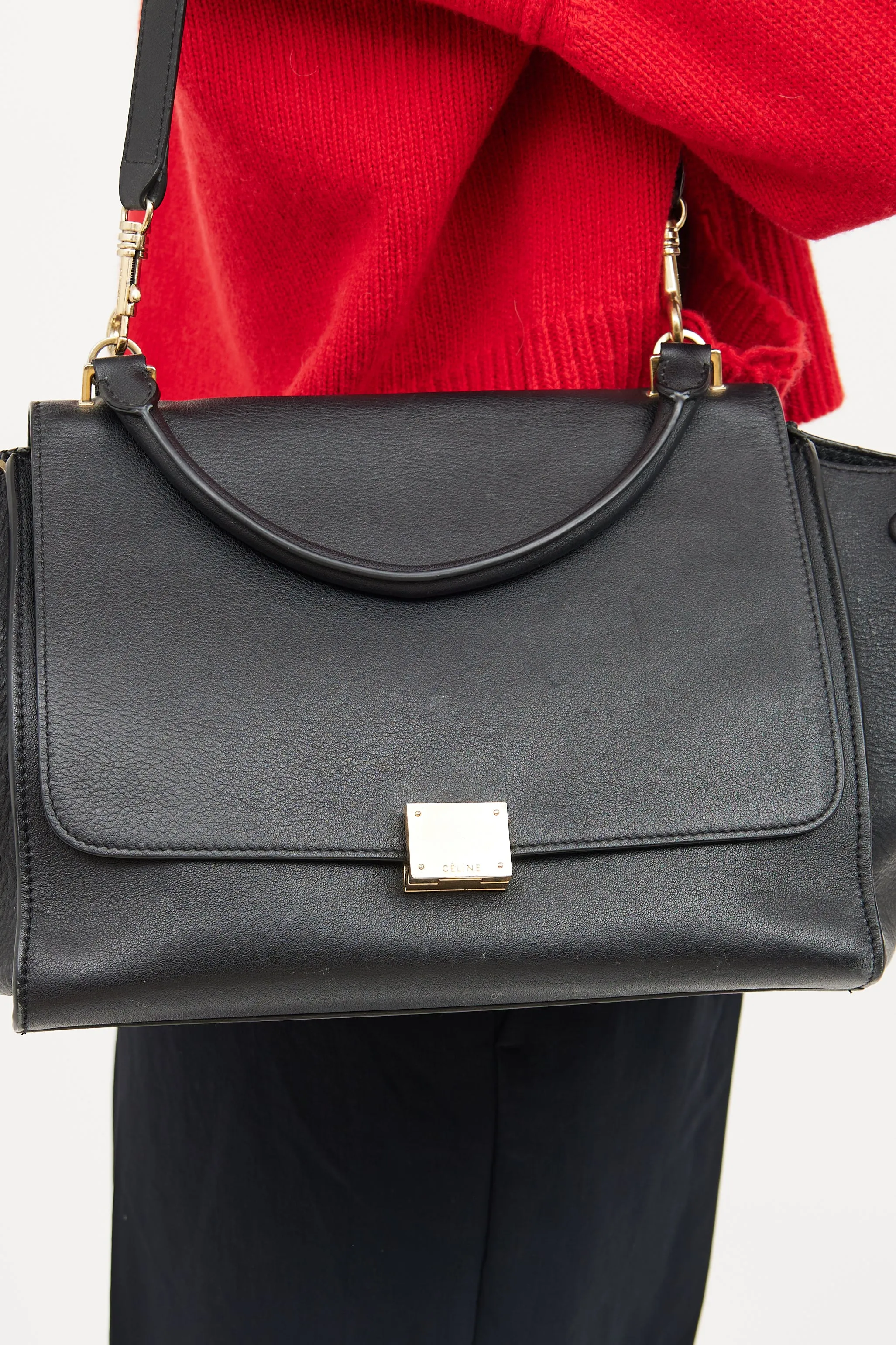 Black Trapeze Leather Bag