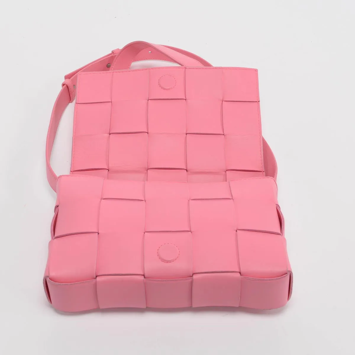 Bottega Veneta Pink Lambskin Cassette Shoulder Bag