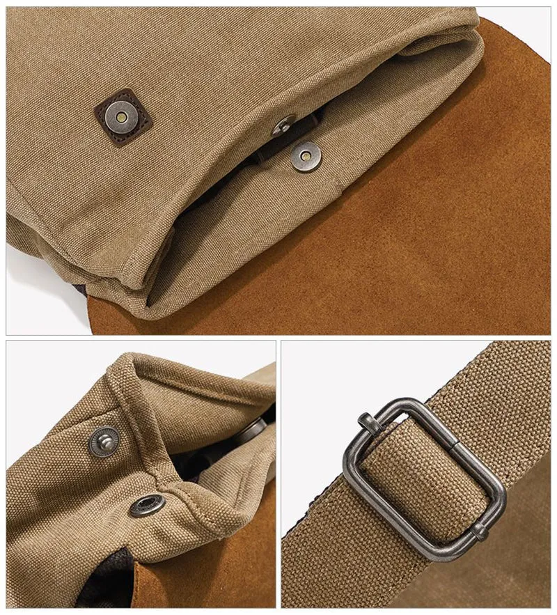 Canvas And Leather Backpack Vintage Waxed Canvas Travel Backpack Waterproof Flap Cover Canvas Laptop Backpack Camera Backpack