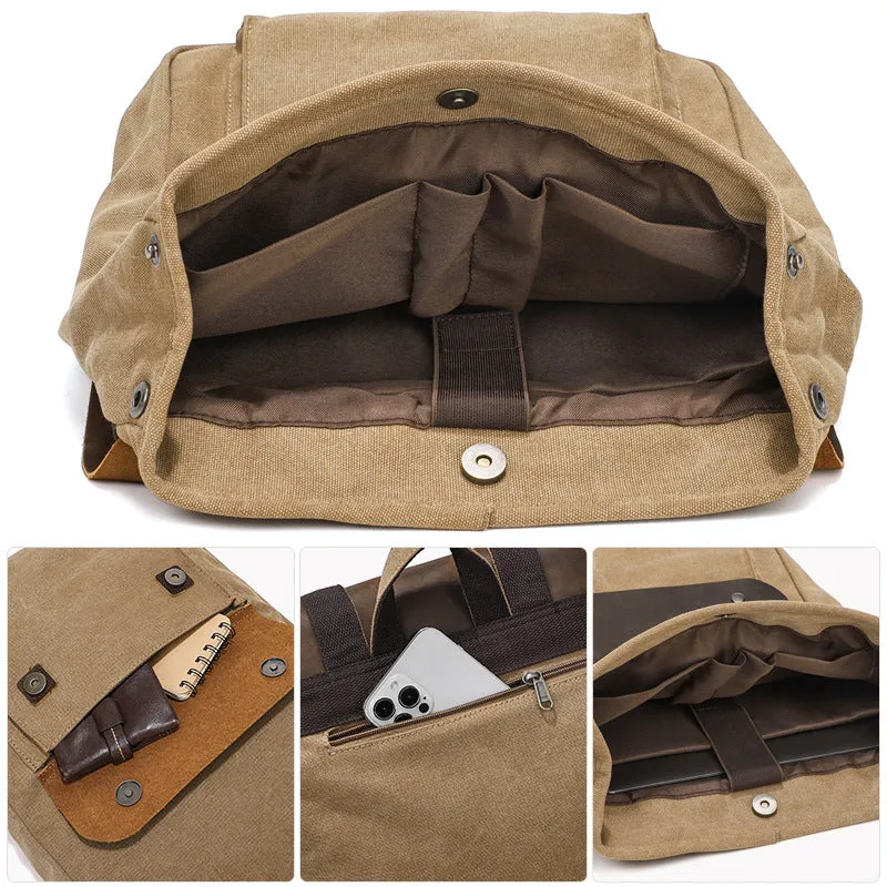 Canvas And Leather Backpack Vintage Waxed Canvas Travel Backpack Waterproof Flap Cover Canvas Laptop Backpack Camera Backpack