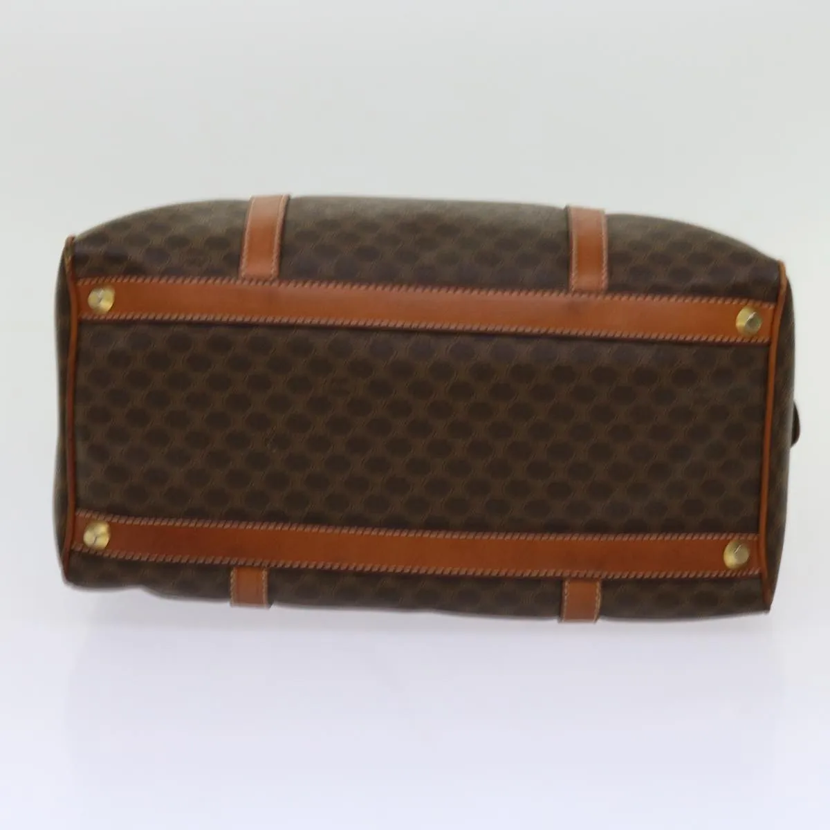 CELINE Macadam Canvas Boston Bag PVC Brown Auth yk11406