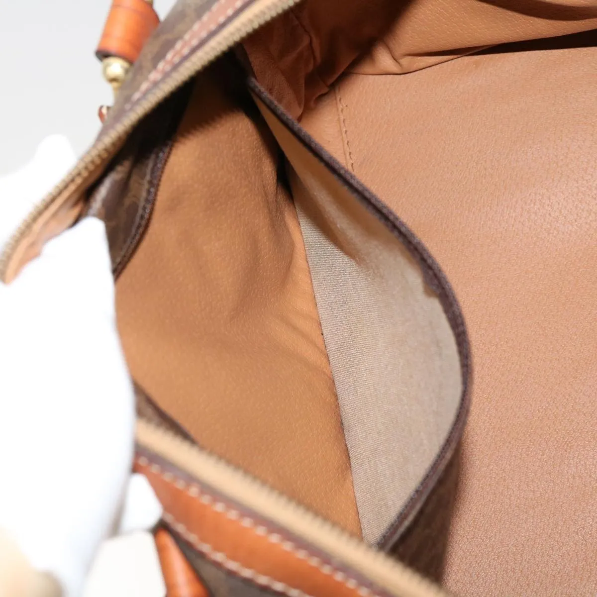 CELINE Macadam Canvas Boston Bag PVC Brown Auth yk11406