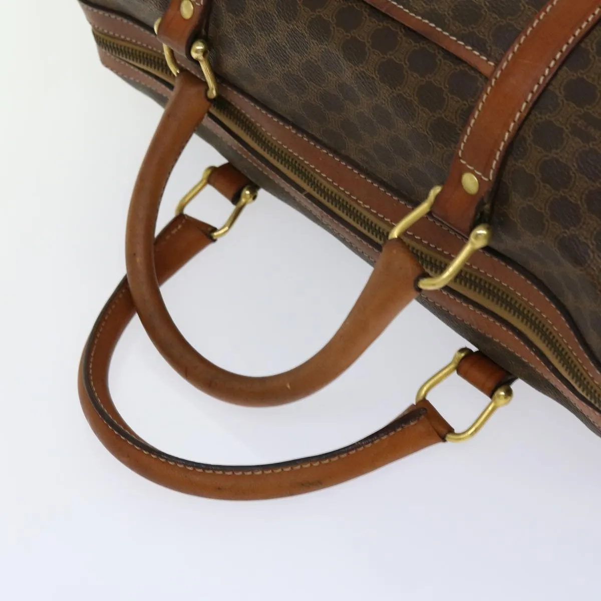 CELINE Macadam Canvas Boston Bag PVC Brown Auth yk11406