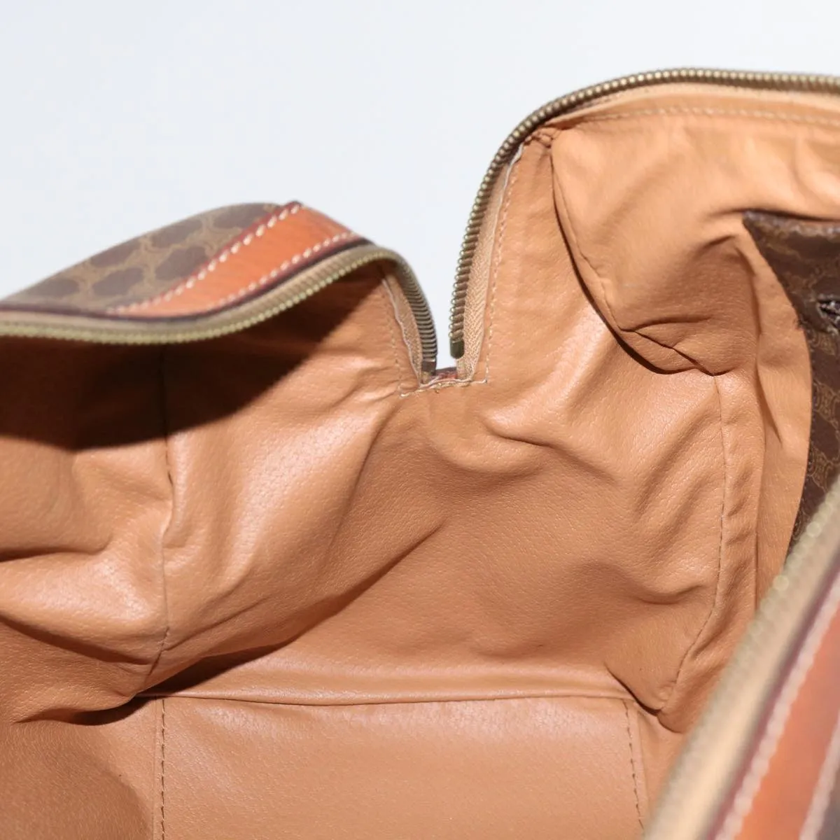 CELINE Macadam Canvas Boston Bag PVC Brown Auth yk11406