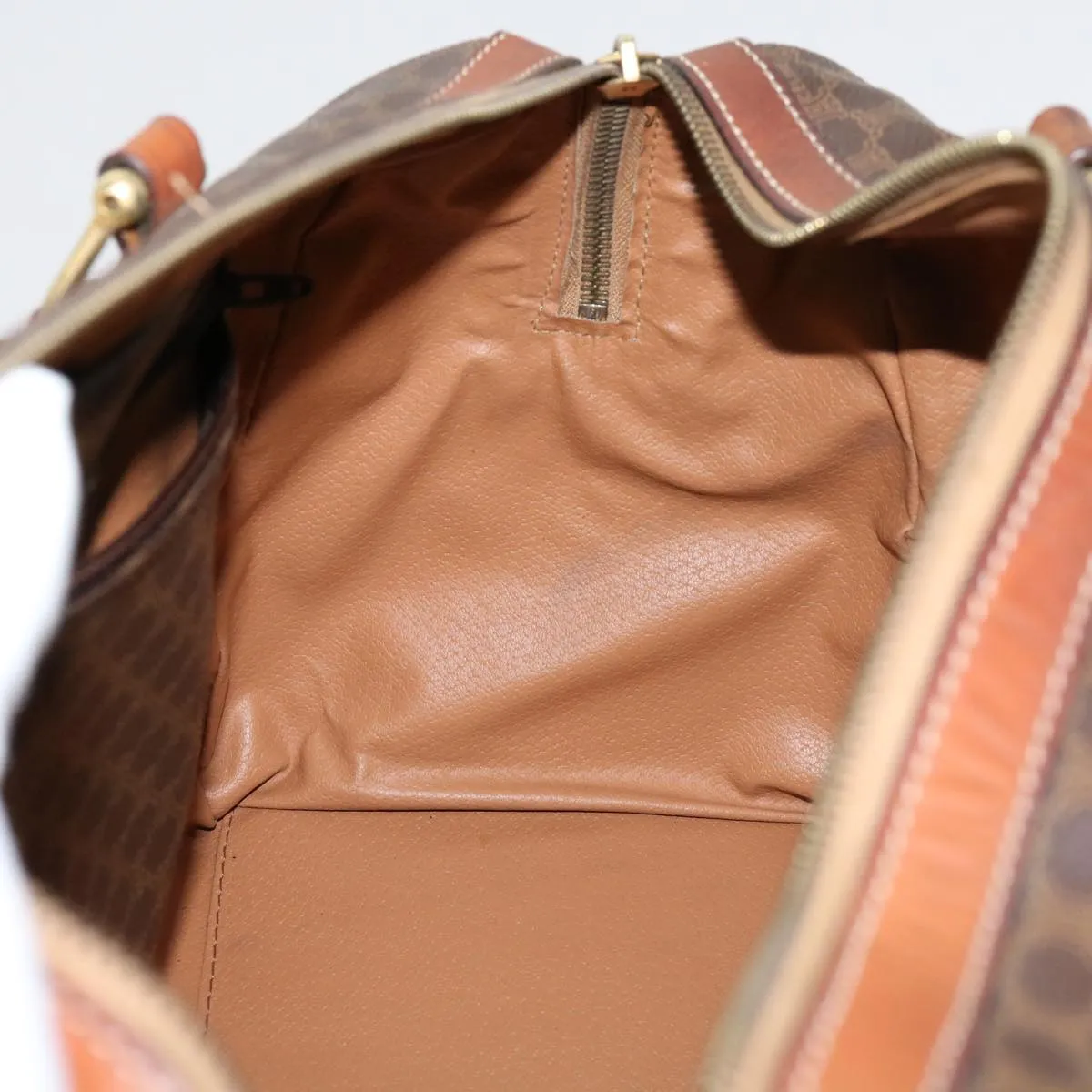 CELINE Macadam Canvas Boston Bag PVC Brown Auth yk11406