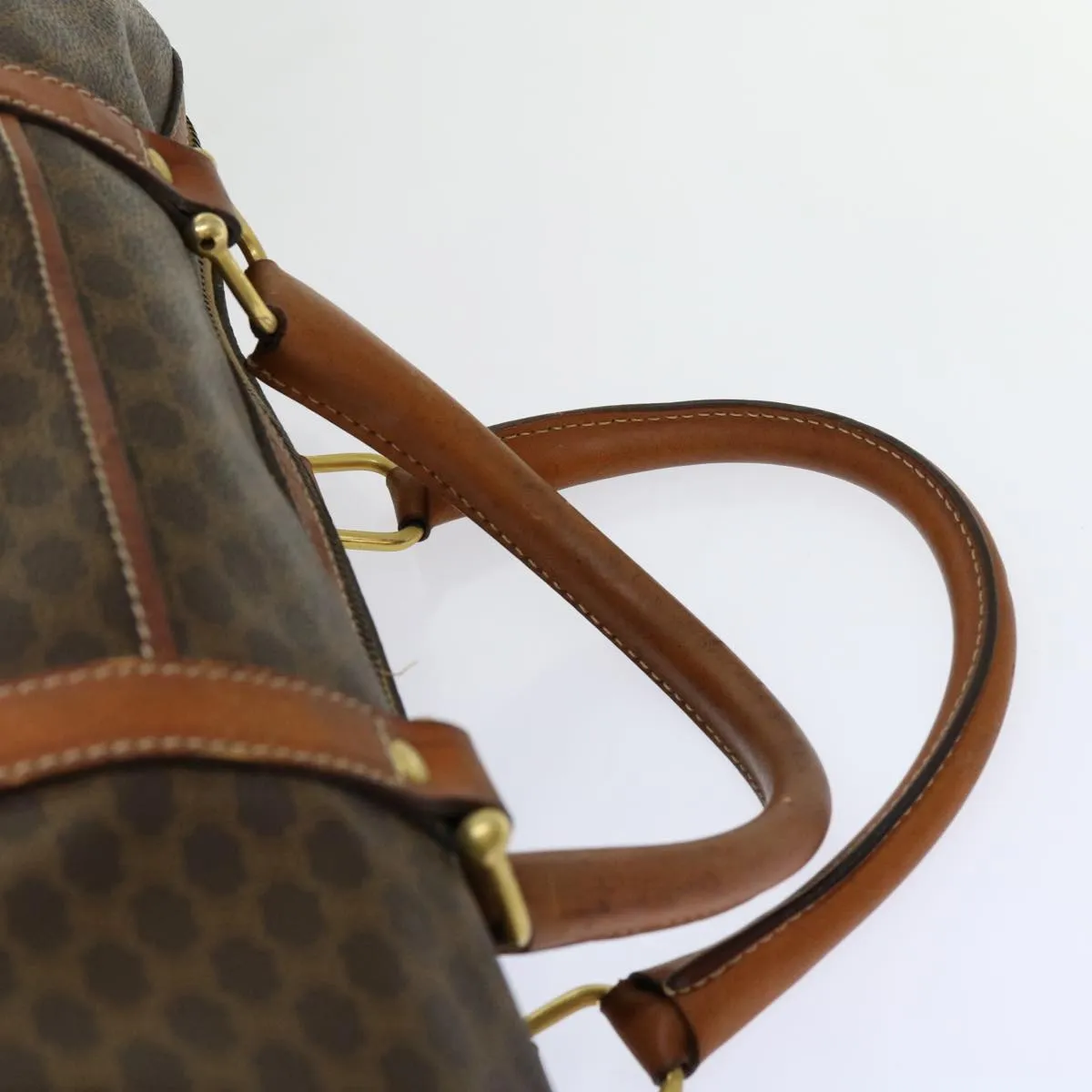 CELINE Macadam Canvas Boston Bag PVC Brown Auth yk11406