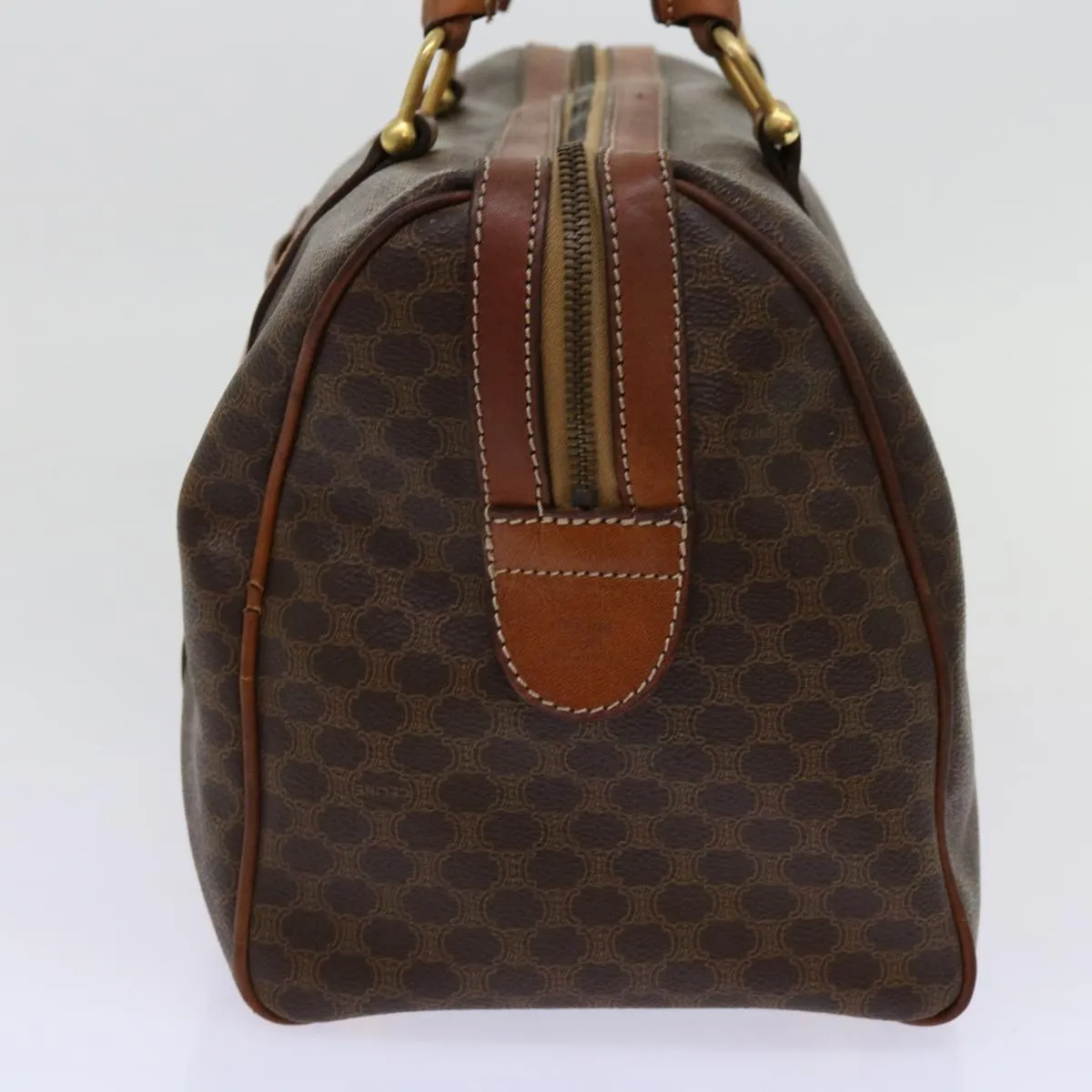 CELINE Macadam Canvas Boston Bag PVC Brown Auth yk11406