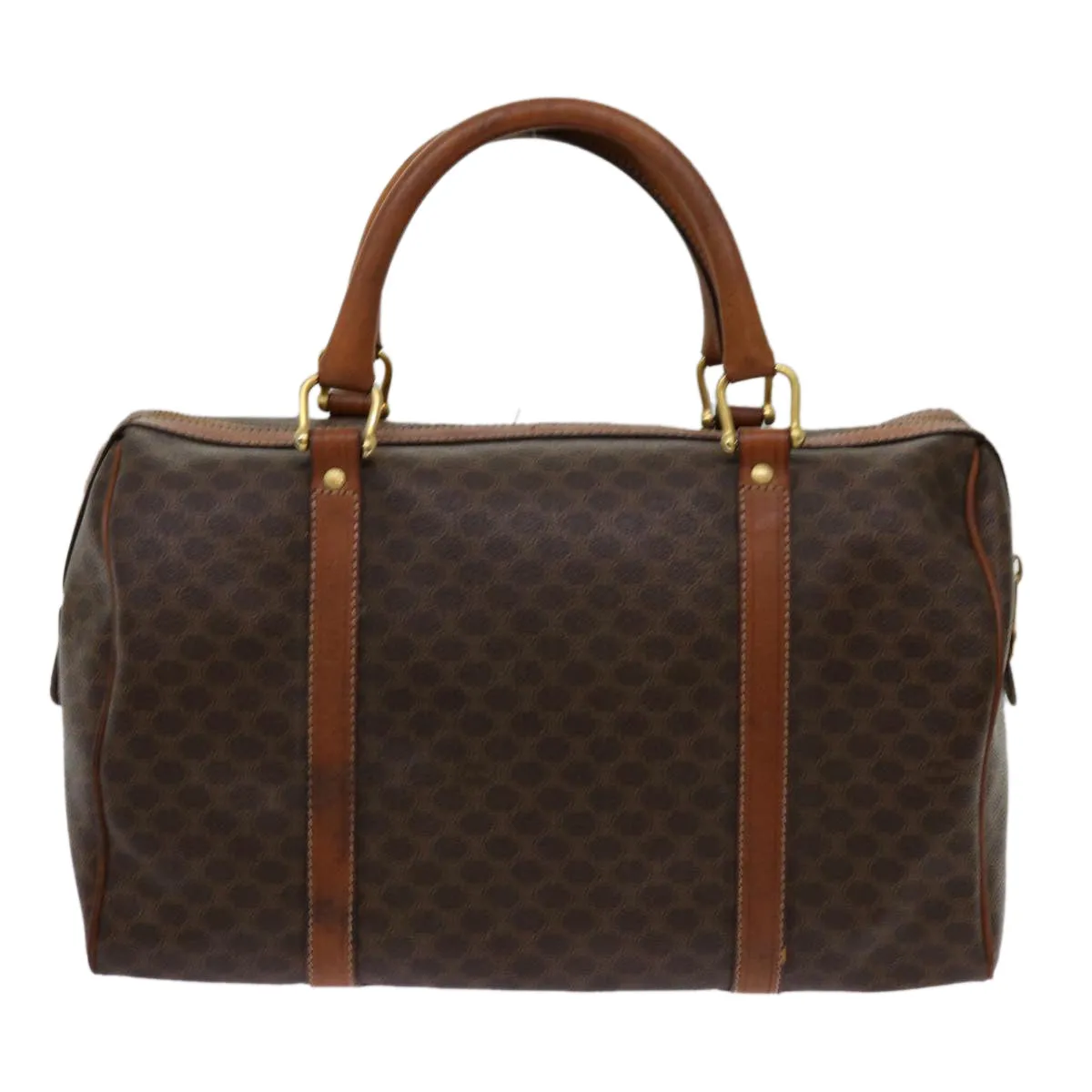CELINE Macadam Canvas Boston Bag PVC Brown Auth yk11406