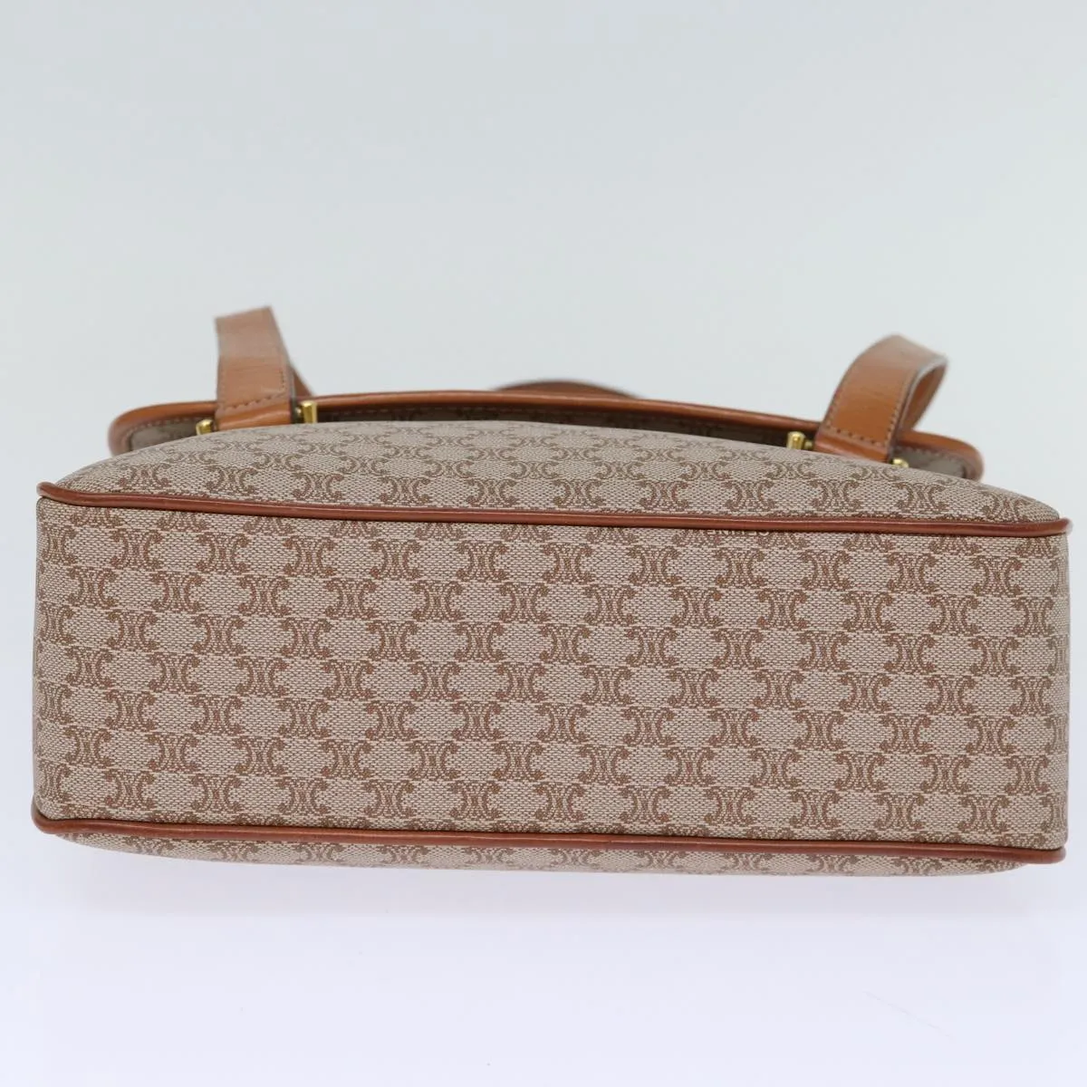 CELINE Macadam Canvas Hand Bag Coated Canvas Beige Auth bs13993