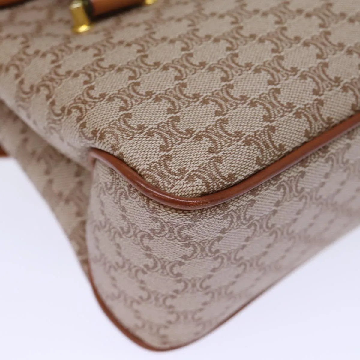 CELINE Macadam Canvas Hand Bag Coated Canvas Beige Auth bs13993