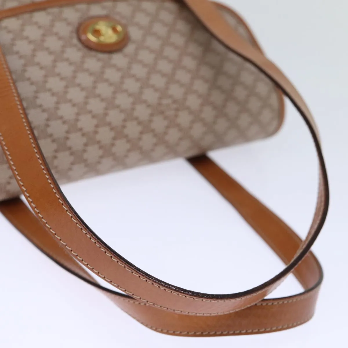 CELINE Macadam Canvas Hand Bag Coated Canvas Beige Auth bs13993