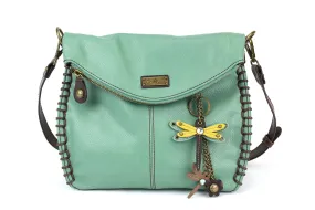 Chala Charming Teal Crossbody Bag With Flap Top and Zipper or Shoulder Handbag