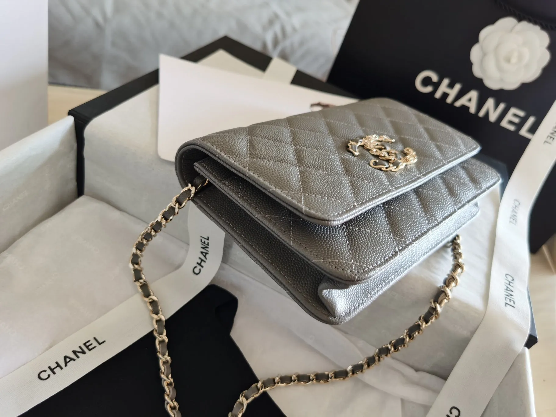 CHLMini Flap Bag Grey For Women 7.2in/18.5cm