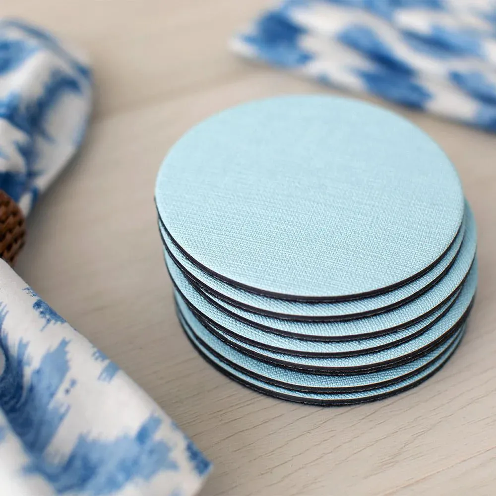 Classic Canvas Felt-Backed Coasters in Aqua - 8 Per Box