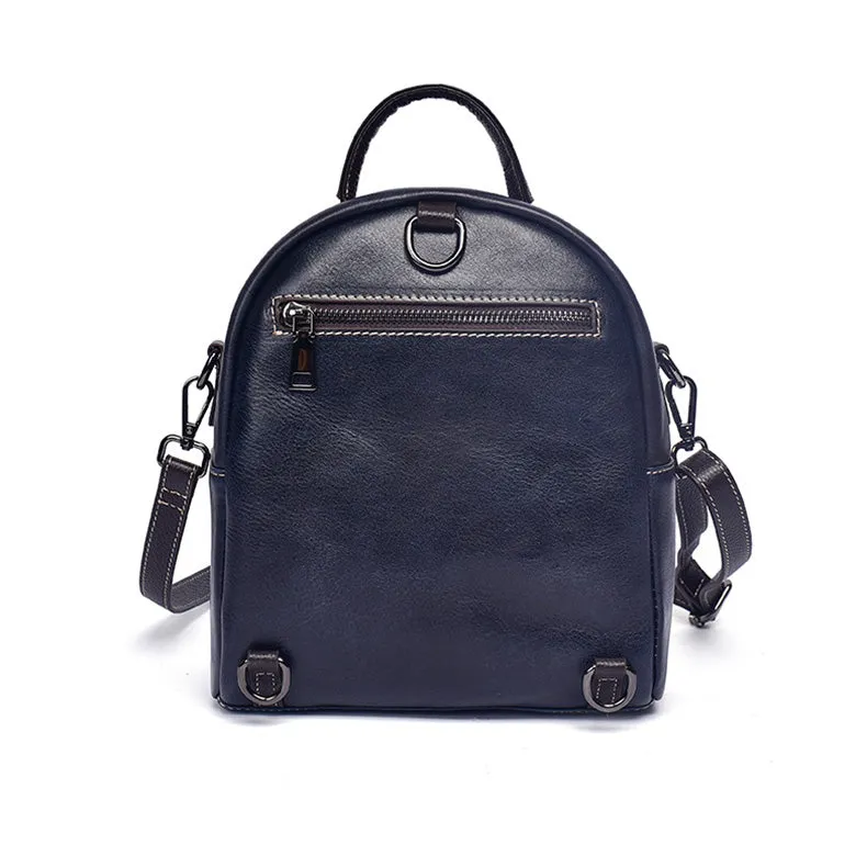 Cute Womens Brown Leather Mini Backpack Purses Shoulder Purse