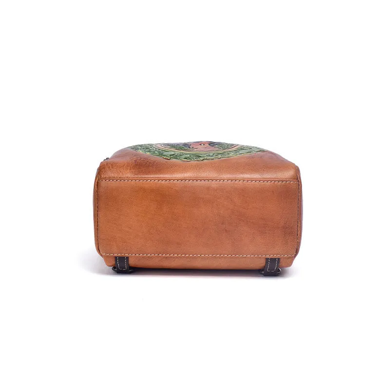 Cute Womens Brown Leather Mini Backpack Purses Shoulder Purse