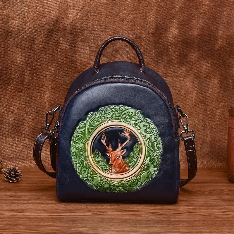 Cute Womens Brown Leather Mini Backpack Purses Shoulder Purse