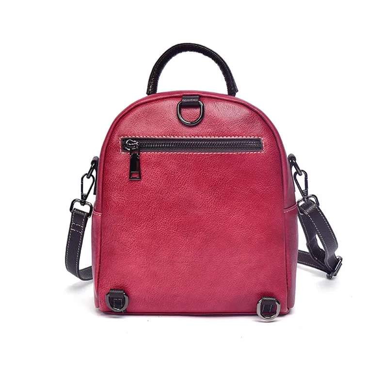 Cute Womens Brown Leather Mini Backpack Purses Shoulder Purse