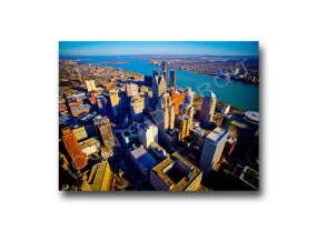 Detroit Aerial Skyline Luster or Canvas Print $35 - $430