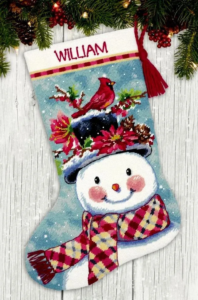 DIY Dimensions Seasonal Snowman Christmas Needlepoint Stocking Kit 09159