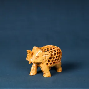 Elephant - Hand Carved Kadam Wood Sculpture