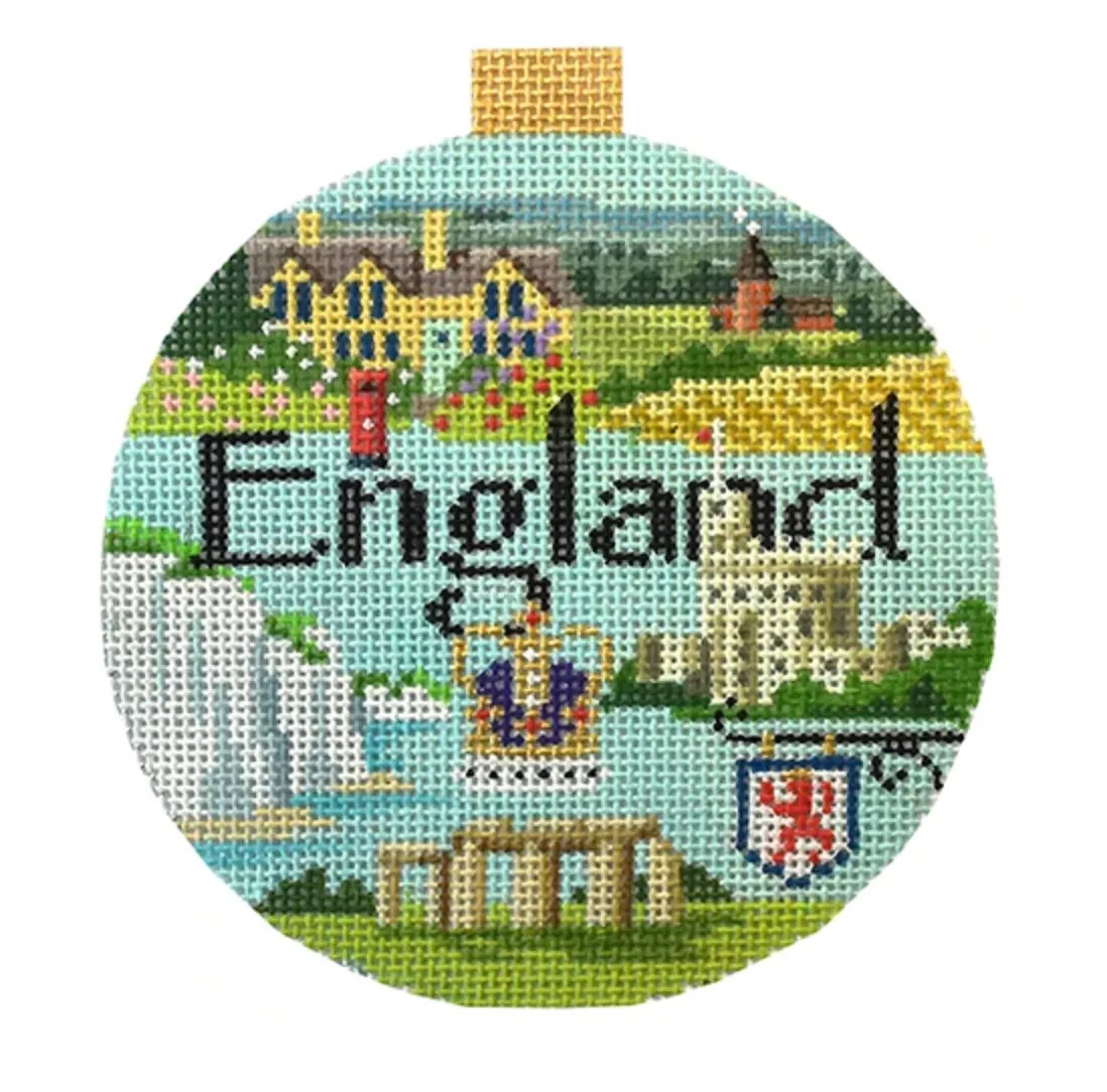 England Travel Round Needlepoint Canvas