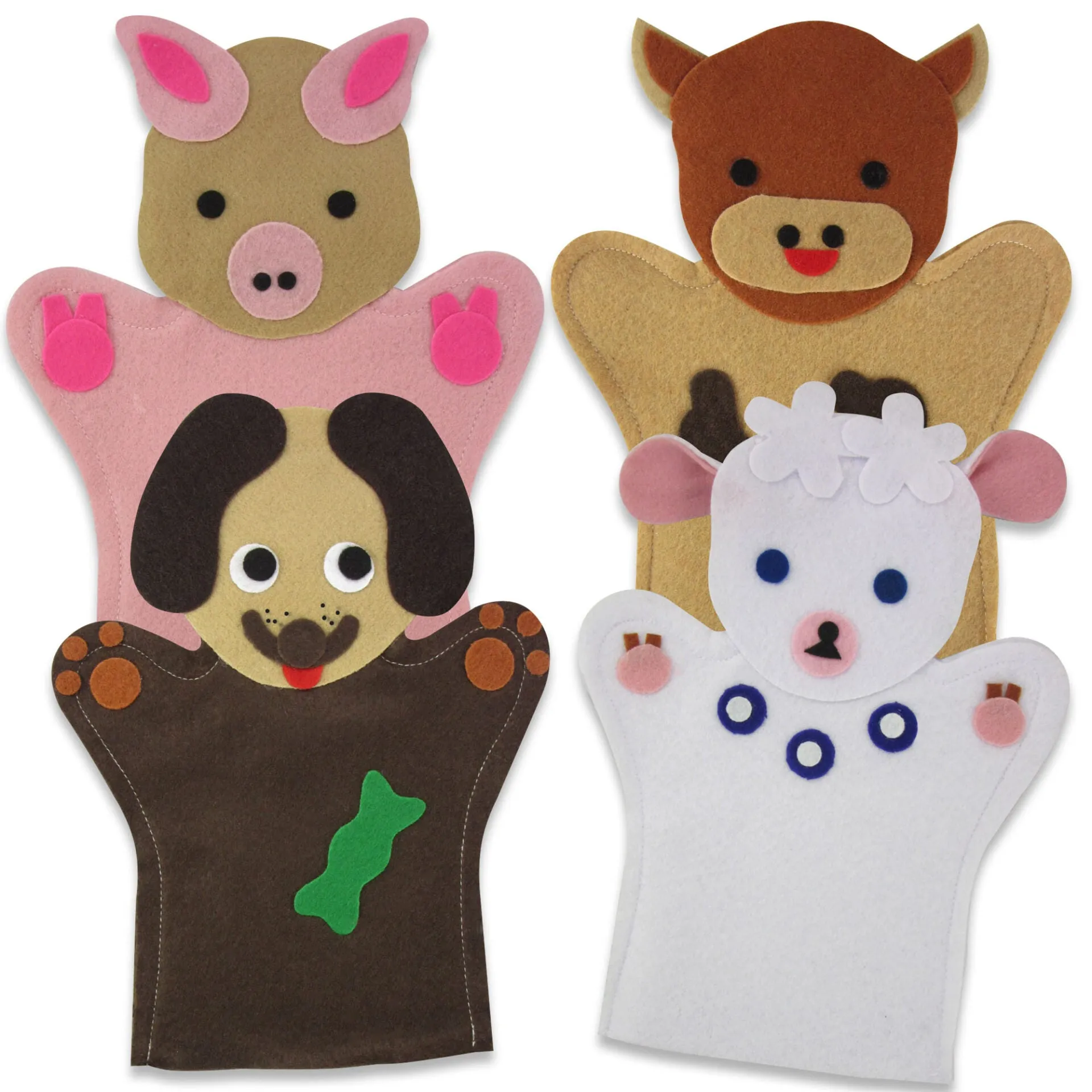 Felt Hand Puppet Set: Farm Animals 4pc