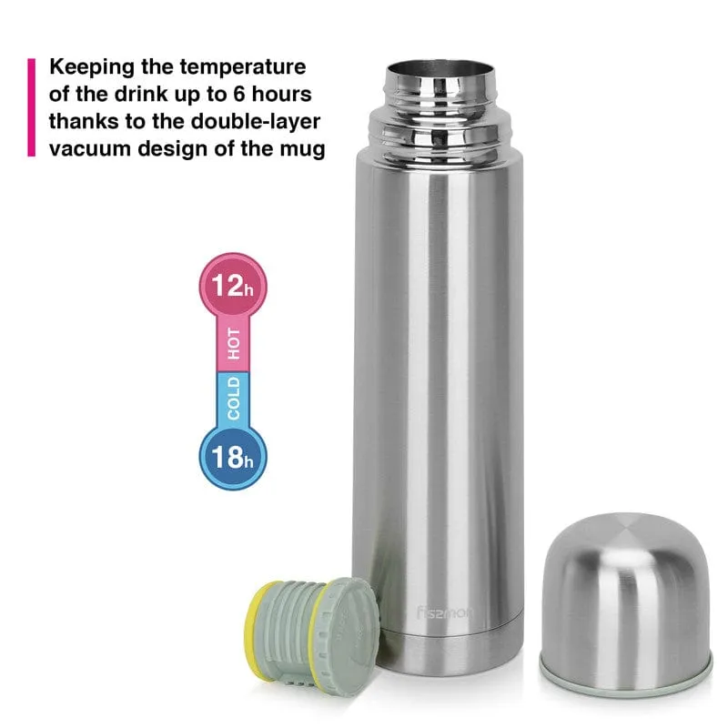 Fissman Double Wall Vacuum Flask 1000 Ml Stainless Steel