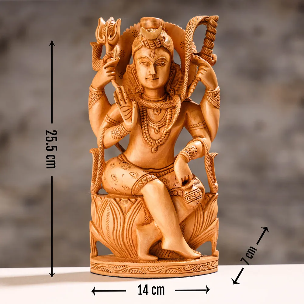 Hand Carved Kadam Wood Sculpture - Lord Shiva