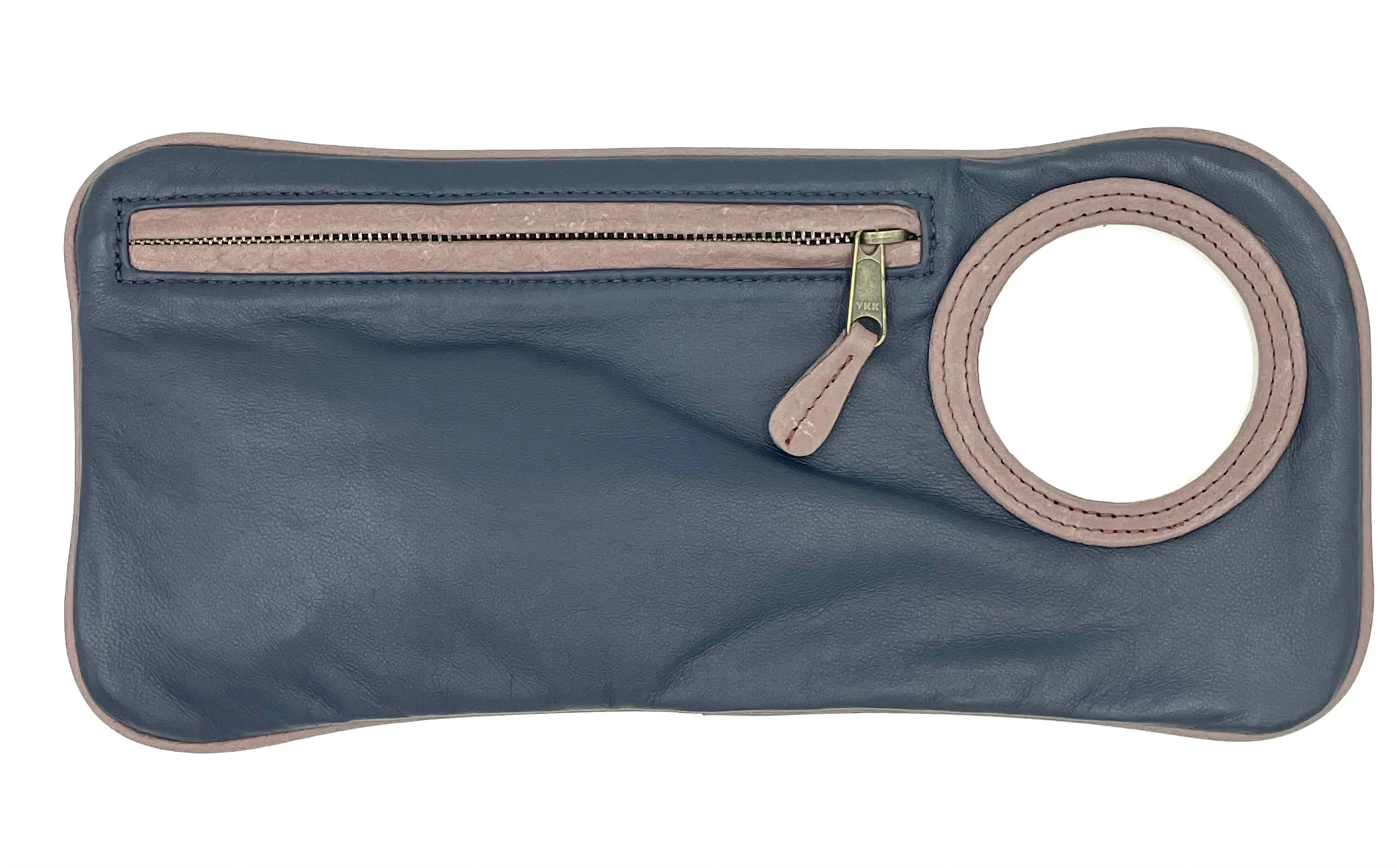 Hands Free Bracelet Clutch -Medium- Grape soft Lamb skin with Antique Rose   ring