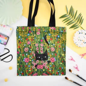 Hiding in A Klimt Garden Cat Artist Tote Bag