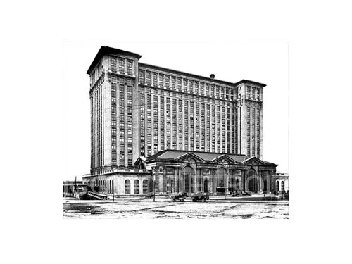 Historic Michigan Central Station Black and White Luster or Canvas Print $35 - $430