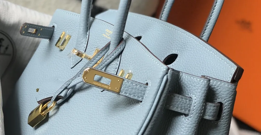 HM Birkin Blue Jean For Women Gold-Toned Hardware 11in/30cm