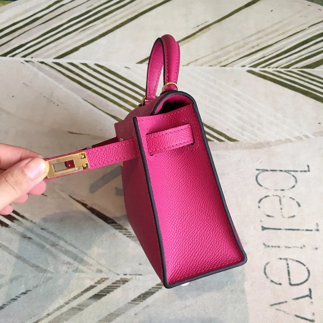 HM Mini Kelly Pink For Women Gold Toned Hardware 7.5in/19cm