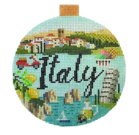 Italy Travel Round Needlepoint Canvas