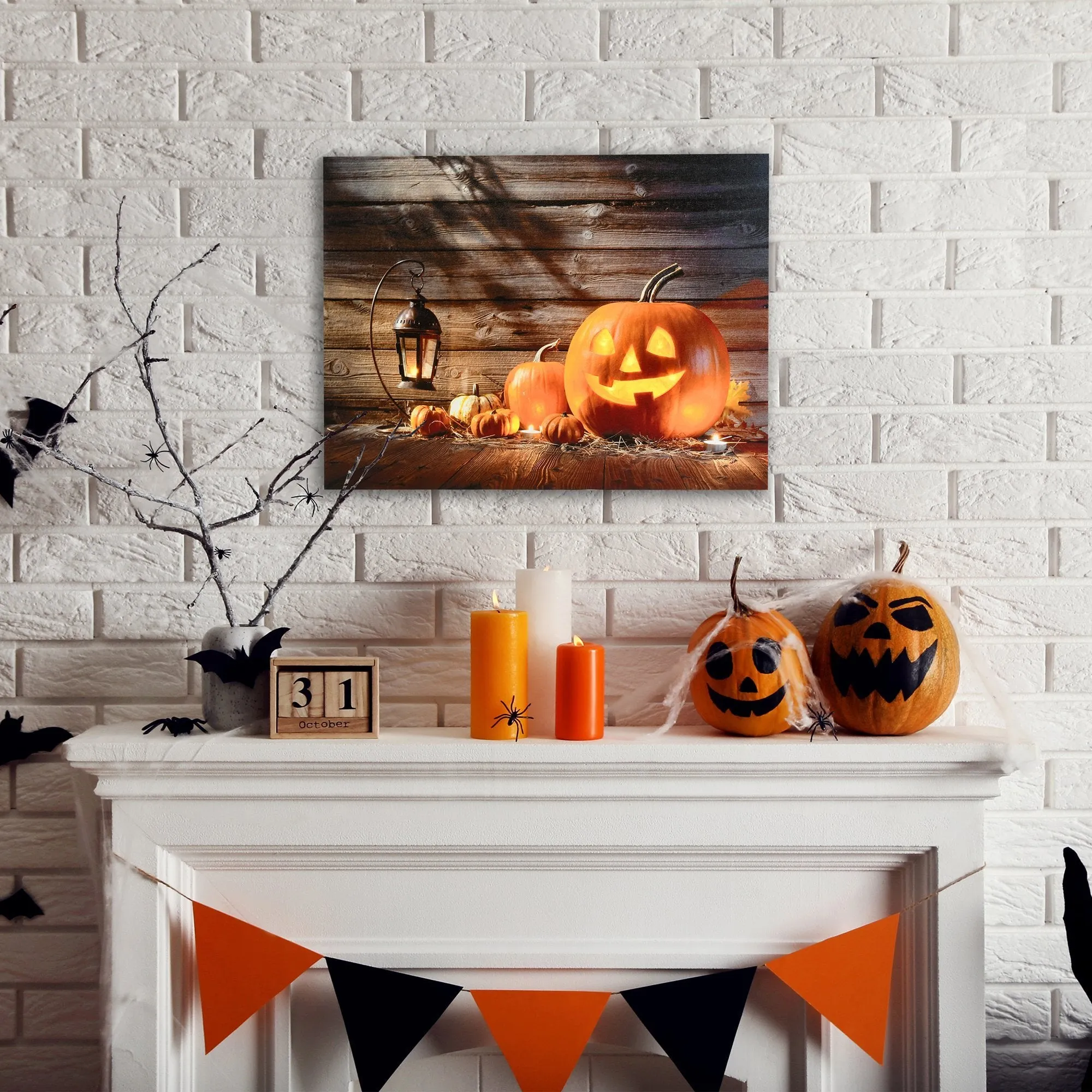 Jack O' Lantern Battery Operated LED Lighted Wall Art